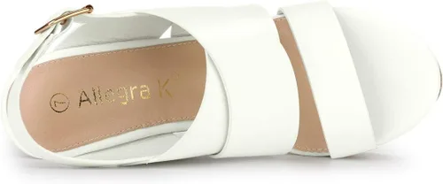 Vista 5 de Allegra K Sandalias de cuña con plataforma de madera para mujer