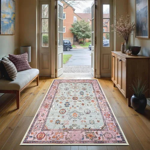 Vista 29 de GLN Rugs Traditional Collection - Alfombra de felpilla lavable a máquina, tradicional lavable, antideslizante, alfombra de felpilla de pelo corto