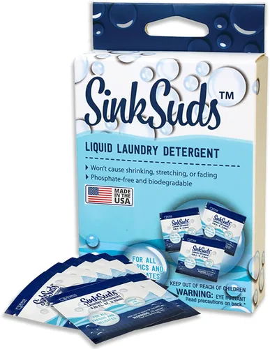 Vista 6 de SinkSuds Detergente para ropa de viaje, jabón líquido compatible con la TSA, seguro para todas las telas, 3 paquetes