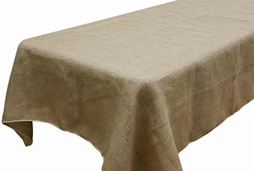 Vista 3 de AK TRADING, Mantel rectangular de arpillera rústica natural, 60 x 120 pulgadas, 60 x 120 pulgadas