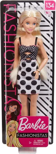 Vista 6 de Muñeca Barbie Fashionistas con cabello largo rubio - Vestido de lunares