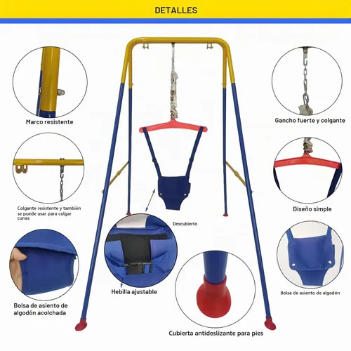 Vista 6 de Juego de puente para bebé con estante colgante ajustable para niños pequeños juguetes para bebé (azul2#)