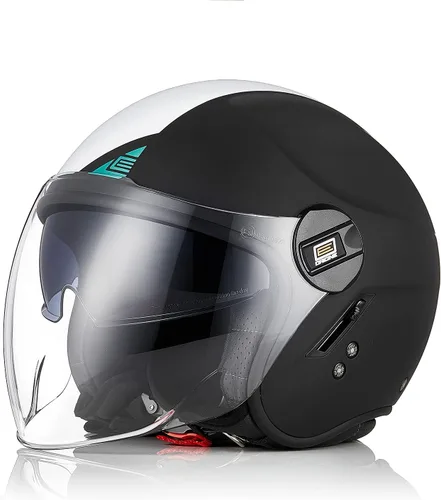 Vista 10 de ORIGINE Casco de motocicleta de cara abierta, casco de scooter, casco jet con doble visera aprobado por DOT