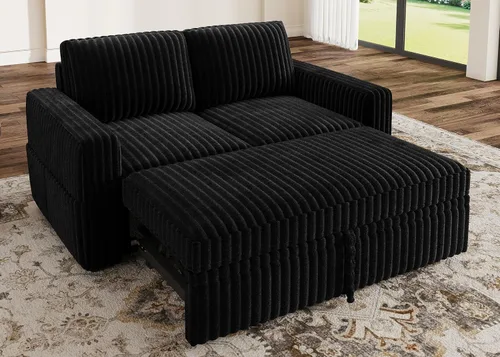 Vista 13 de HONBAY Sofá cama modular extraíble, sofá biplaza de pana, sofás para sala de estar, beige