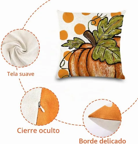 Vista 3 de DULEFUN 4 piezas de fundas de almohada de otoño de 18 x 18 pulgadas, hojas de calabaza y arce, decoración de otoño, fundas de almohada para sofá