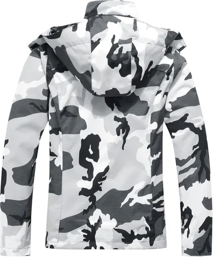 Vista 2 de OTU Chaqueta impermeable para mujer, ligera, impermeable con capucha para senderismo, viajes al exterior.