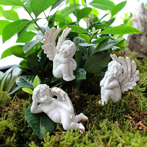 Vista 7 de Toyvian Estacas decorativas de jardín de ángeles, 5 piezas, resina en miniatura, estatua de ángel de Júpiter, escultura pequeña estatua