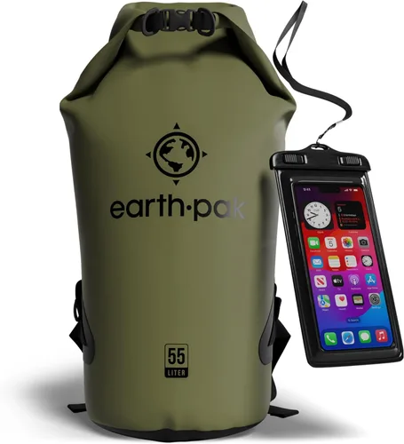 Vista 15 de Earth Pak Bolsa Seca Impermeable - Mochila Impermeable de Cierre Enrollable Superior Mantiene el Equipo Seco para Kayak con Funda Impermeable