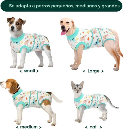 Vista 3 de Kuoser - Traje de recuperación posterior a la cirugía para perros y gatos, camisa profesional y vendaje de heridas abdominales, reemplaza collar