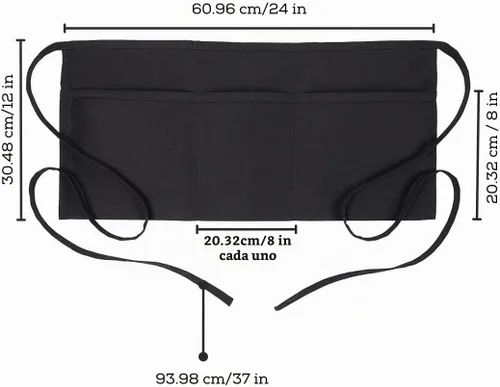 Vista 5 de Avalon Kitchen Server Aprons with 3 Pockets – 100% Polyester Waist Apron, 24x12 Inch Half Apron, Waitress Apron for Servers