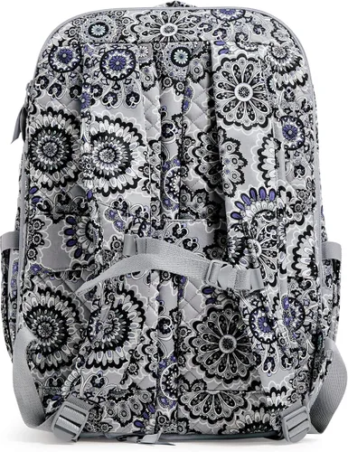 Vista 2 de Vera Bradley Mochila grande de algodón para mujer, Medallón Tranquil - Algodón Reciclado