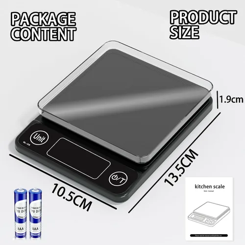 Vista 7 de Báscula digital de cocina para alimentos, báscula de café de 17.64 oz/0.01, báscula digital de alimentos, 7 unidades de gramos para hornear