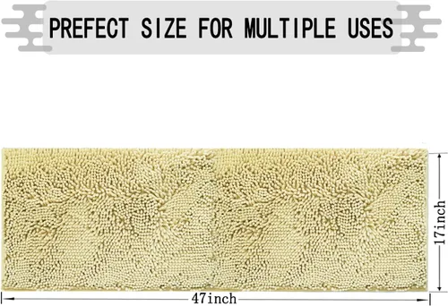 Vista 2 de Alfombras de baño de 47 x 17 pulgadas, súper absorbentes, suaves, gruesas, lavables a máquina, tapete de baño de felpilla antideslizante, tapete