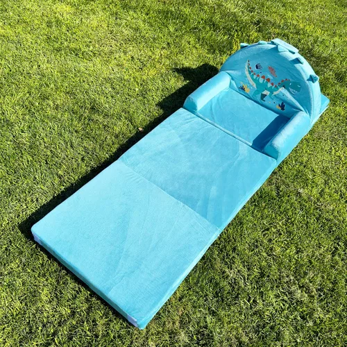 Vista 9 de Sofá cama de dinosaurio para niños con funda extraíble lavable y respaldo de cinta mágica - Silla plegable para niños pequeños, cómodos muebles