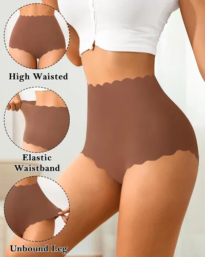 Vista 2 de ASIMOON - Ropa interior de cintura alta sin costuras para mujer, suave y elástica, sin marcas, bragas de cobertura completa, paquete múltiple