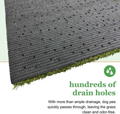 Vista 4 de Porch Potty Césped artificial para perros – Césped para orinal para perros al aire libre – Almohadilla de orina de césped para perro con orificio