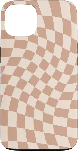 Vista 7 de iPhone 16 Beige Cream Twisted Checkered Swirl 60s 70s Aesthetic Brown Case
