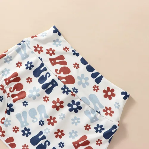 Vista 6 de Conjunto patriótico de 3 piezas para bebé niña del 4 de julio, camiseta sin mangas, camiseta sin mangas, camiseta sin mangas, pantalones cortos