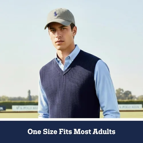 Vista 5 de U.S. Polo Assn. Gorra de béisbol, sombrero ajustable de papá 100% algodón con pequeño logo de pony Gris