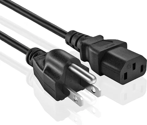 Vista 7 de Cable de alimentación universal de CA – Paquete de 2 – Cable de alimentación de PC de 1 pie de 3 clavijas de repuesto para computadora, monitor