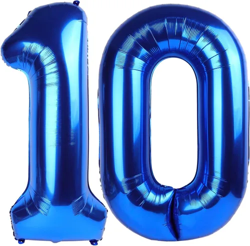 Vista 11 de Globos con números de 40 pulgadas, color negro, para decoraciones de cumpleaños de 10 a 100 años Jumbo 40In & Vibrant Color, With Hanging Holes