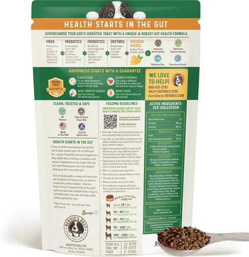 Vista 3 de Suplemento Perfecto para Popó, Digestión y Salud General para Perros: Fibra, Prebióticos, Probióticos y Enzimas Alivian las Condiciones Digestivas