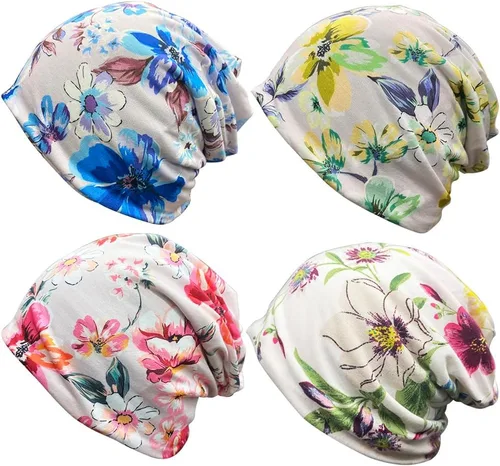 Vista 11 de JarseHera Gorro holgado de mujer con encaje de algodón, gorros para quimioterapia, gorros para el cáncer, turbante