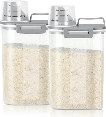 Vista 12 de TBMax Contenedor de arroz 1.8 kg / 4 libras Dispensador de arroz con taza de medición, contenedor de almacenamiento de alimentos para cocina