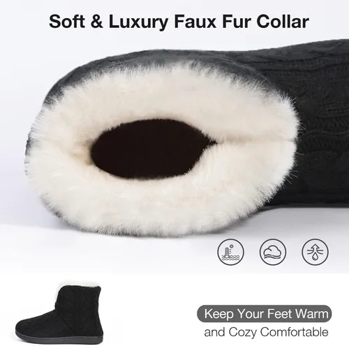 Vista 3 de HomeTop Women's Fuzzy Memory Foam Boot Slippers with Indoor Outdoor Rubber Sole
