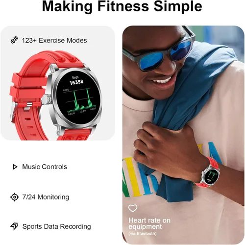 Vista 2 de Reloj inteligente FILA, rastreador de fitness AMOLED de 1.43’’ para hombres y mujeres con más de 130 modos deportivos, rastreador de actividad