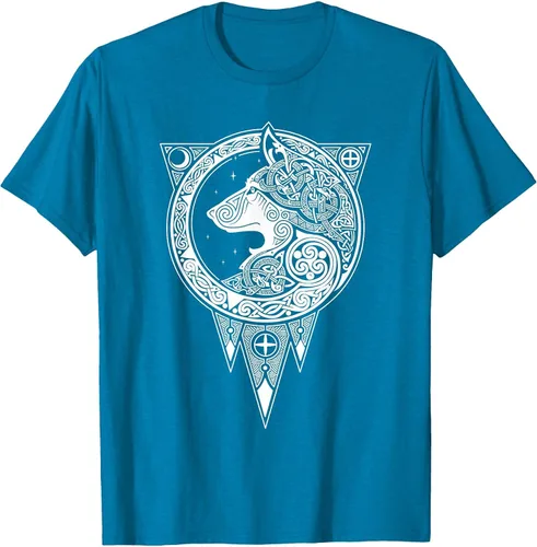 Vista 15 de Viking Fenris Wolf - Camiseta de mitología nórdica con símbolo de Fenrir Asphalt Grey