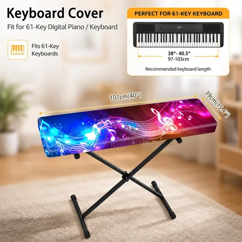 Vista 3 de Nuxovilar Funda Piano Teclado Seda Leche Yhd02413-S Protector elástico para teclado, funda para polvo para instrumentos digitales, para sala