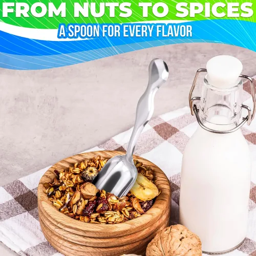 Vista 8 de 20 cucharadas pequeñas para botes – Mini cucharadas para dulces, 5.8 pulgadas de longitud de acero inoxidable pequeñas cucharas de alimentos