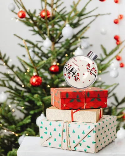 Vista 3 de Adornos de bolas de Navidad para árbol de Navidad, decoraciones de Navidad inastillables para el día de San Valentín, diseño de pájaro, corazón