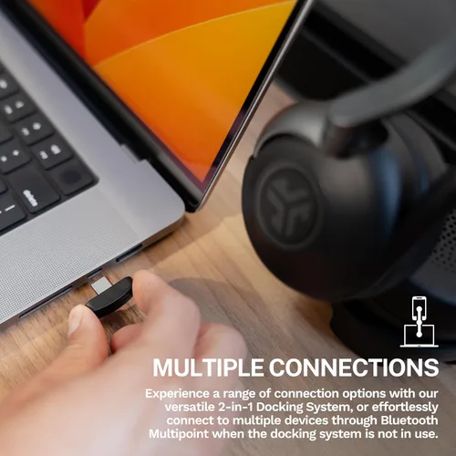 Vista 2 de JLab Epic Work Auriculares inalámbricos con micrófono, cancelación inteligente de ruido activa, centro de carga, más de 90 horas de reproducción