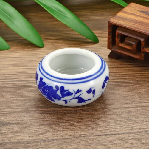 Vista 5 de Patikil Plato de tinta de cerámica para escritura de caligrafía china, soporte de 12 piezas, soporte para pincel de agua para piedra tradicional