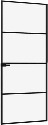 Vista 9 de vidaXL Puerta Interior Negro 29.9"x79.3" Vidrio Templado y Aluminio Delgado