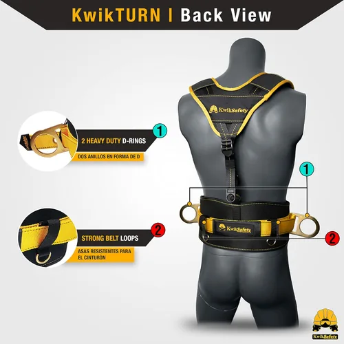 Vista 2 de KwikSafety - Charlotte, NC - Cinturón de seguridad BEAVER TAIL para posicionamiento Soporte acolchado Lineman Ironworker
