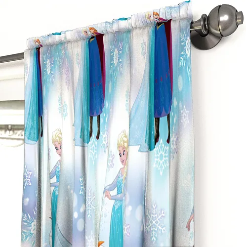 Vista 3 de Jay Franco Disney Frozen Magic Winter - Juego de 4 cortinas decorativas de 63 pulgadas (2 paneles, 2 alzapañas)