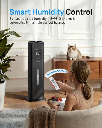 Vista 4 de Humidificadores de niebla cálida y fría para dormitorio, 500 pies cuadrados, humidificador de llenado superior de 2.1 galones/8L, habitación grande