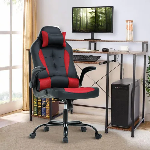 Vista 8 de Silla de oficina para videojuegos, silla de computadora con soporte lumbar y reposacabezas, silla de escritorio ejecutiva ergonómica ajustable
