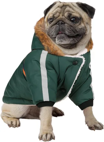 Vista 10 de Queenmore Abrigo cálido de invierno para perro, impermeable para clima frío, chaqueta de nieve para perro, sudadera reflectante con capucha