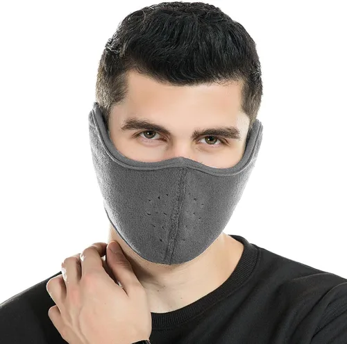 Vista 7 de Unisex Winter Warm Mask with Ear Cover - 360 Degree Wrap Dustproof Breathable Half Face Mouth Cover Face Earflaps