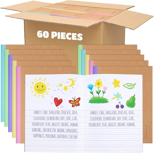 Vista 25 de Henoyso Paquete de 5 cuadernos de composición primaria, 9-3/4 x 7-1/2 pulgadas, diario primario para niños, cuaderno de escritura K-2 para niños