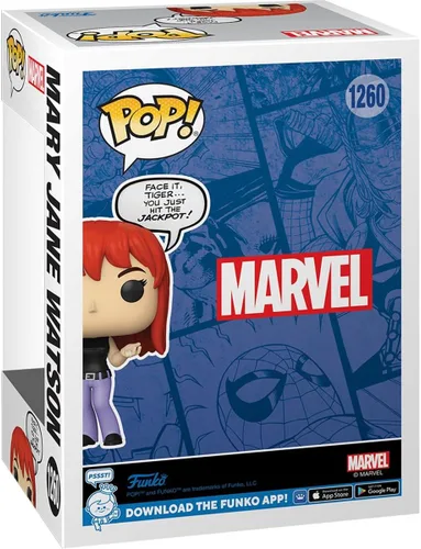 Vista 4 de POP Marvel: Spider-Man – Figura de vinilo Funko exclusiva de Mary Jane Watson (paquete con funda protectora de caja compatible), multicolor, 3.75