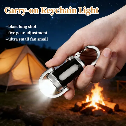 Vista 3 de 2 mini linternas de llavero, linterna recargable USB brillante portátil con múltiples modos de luz impermeables para senderismo, campamento, caminar