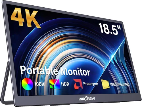 Vista 9 de InnoView Monitor Portátil de 18 Pulgadas 260Hz para Juegos, Monitor Portátil 2K QHD 100% DCI-P3 Gameplus HDR FreeSync para Laptops, Pantalla