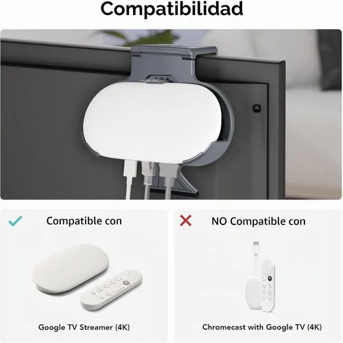 Vista 3 de Wasserstein Soporte de TV para Google TV Streamer 4K - Soporte de clip para Google TV Streaming Box (carbón) - Hecho para Google