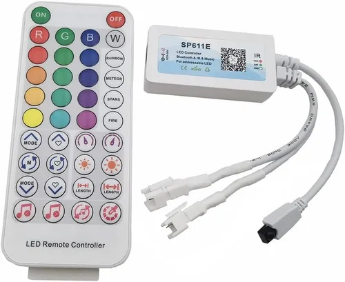 Vista 8 de WS2812B WS2811 1903 Micrófono incorporado Música SP601E Controlador Bluetooth con puertos de salida de señal dual para módulo LED Pixel Strip Light
