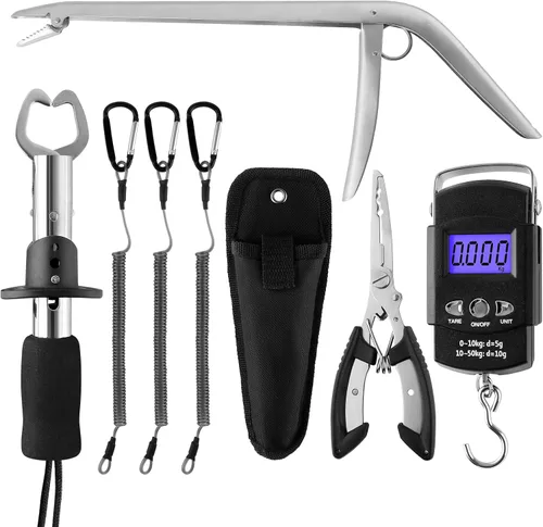 Vista 9 de mouhike Kit de herramientas de pesca, alicates de pesca, pinza de labios de pescado, removedor de anzuelos de pesca, báscula digital de pesca